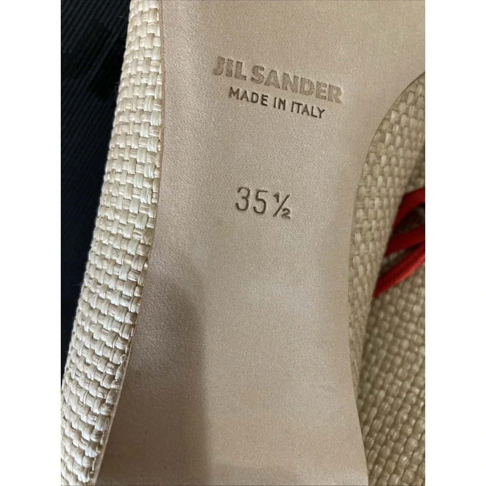 Jil Sander Raffia Woven‎ Sandals Size 35.5 New Wraparound Ankle Flat Italy $550